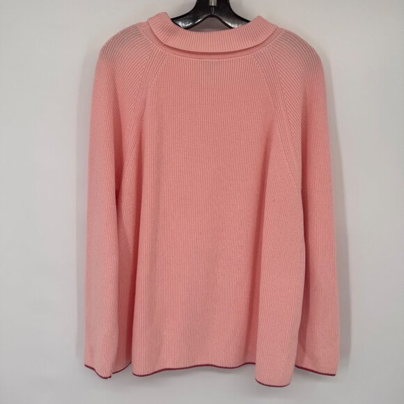 Talbots Womens Pink Ribbed Knit Sweater size XL Cotton Long Sleeve Crew Neck - Picture 10 of 12